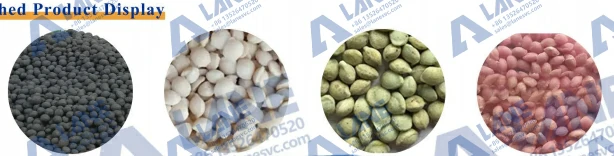 Diagram of the dry granulation process: from powder to flakes to final granules in a double roller press.