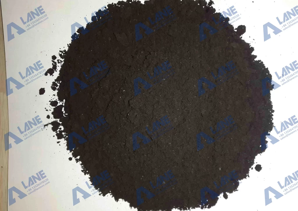 Comparison of raw organic powder next to uniform, spherical fertilizer pellets made by a Stirring Pin Granulator.